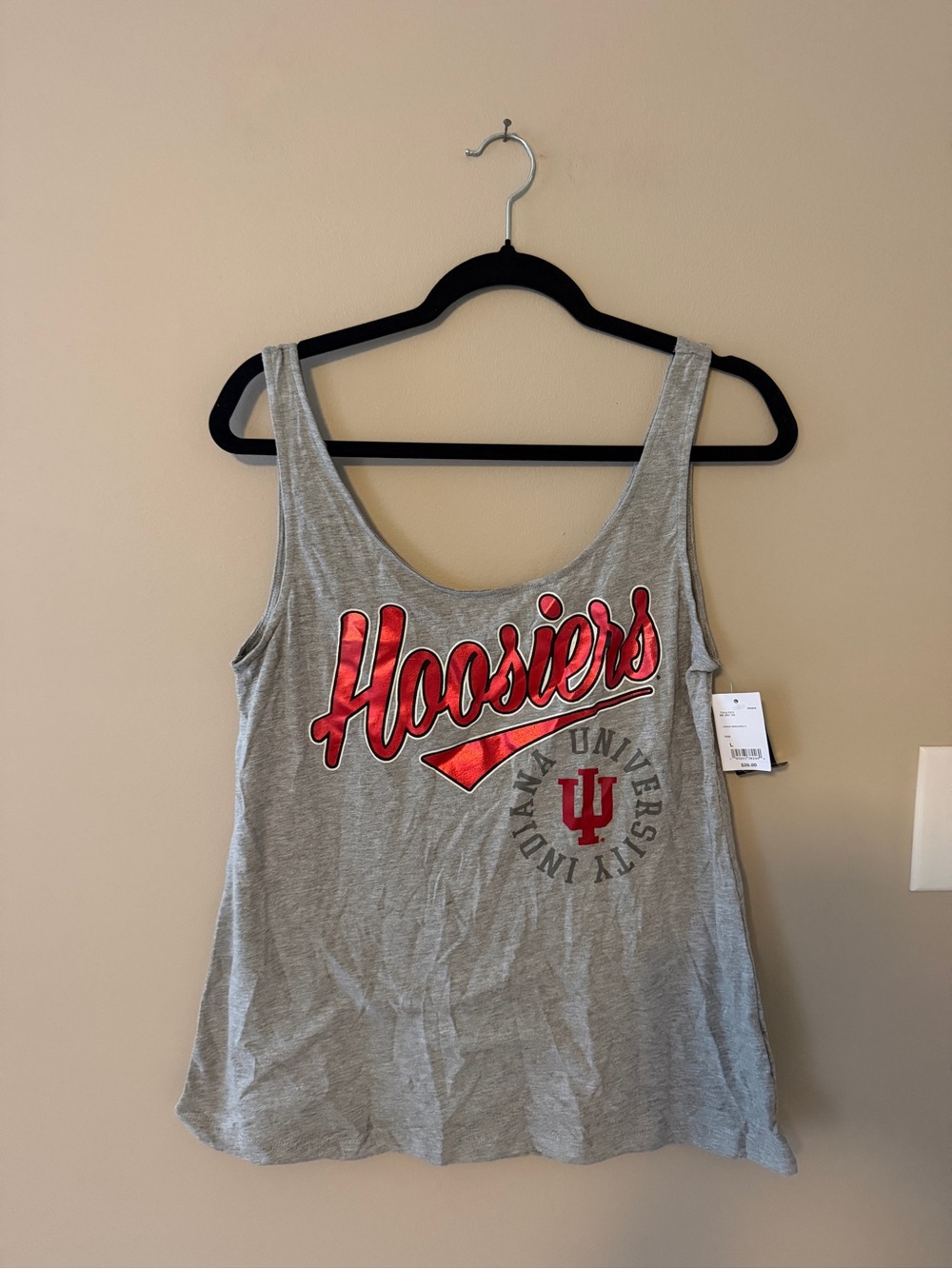 5th & Ocean Gray Tank Top with Red "Hoosiers" Script